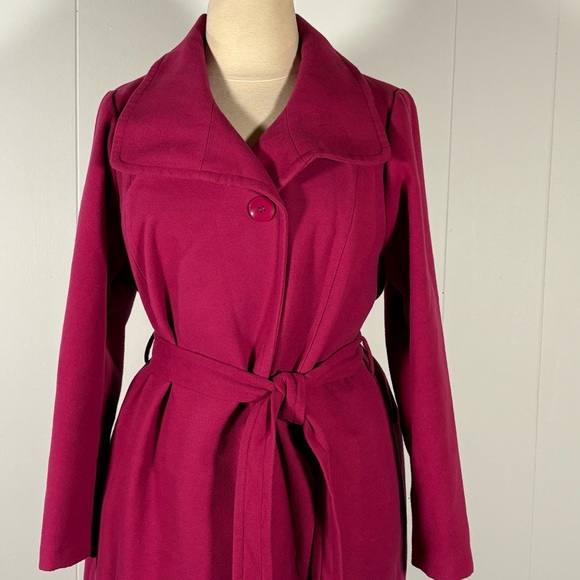 Eloquii Pink Coat Women’s 18/20 Belted Chic Classic Feminine - Picture 2 of 12